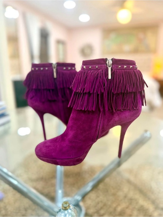 Dior Shoes - Christian Dior Purple Suede Fringe Booties EU 42